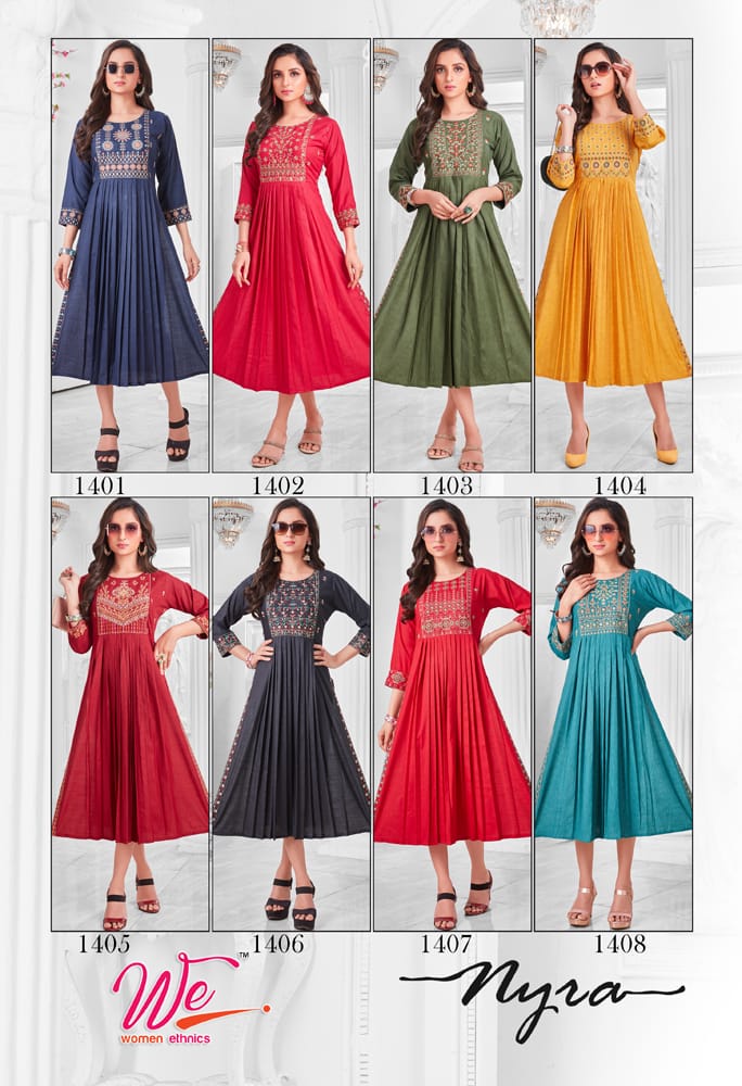 Nyra By We 1401 To 1408 Long Designer Kurtis Catalog
